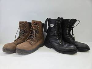 lot 344 image: 2 Pair of Mens RED WING Leather Work Boots - Black & Brown - Size 9.5