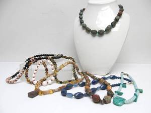 lot 362 image: Wonderful Estate Lot of Genuine Polished Stone etc Beaded Complete Necklaces #3