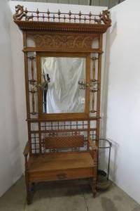 Mirrored hall tree with drawer and ...