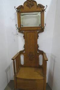 Mirrored hall tree with seat and st...