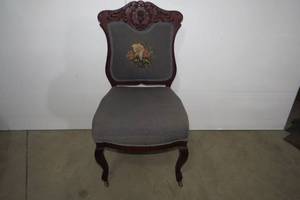 lot 9 image: Needlepoint chair with front roller...