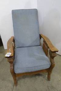 lot 34 image: Victorian antique reclining wood ch...