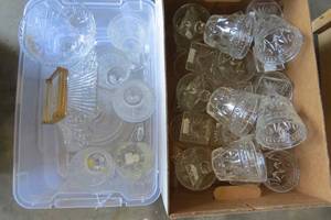 lot 106 image: Pressed glass stemware, covered but...