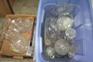 lot 137 image: Clear cut glassware - pressed glass...