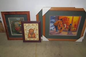 lot 151 image: Matted and framed Christmas picture...