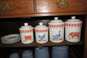 lot 161 image: Canister set and non-matching plate...
