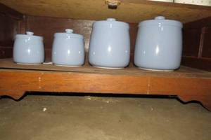 lot 162 image: Blue canister set...
