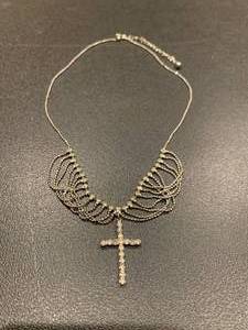 lot 209 image: Fine silver and rhinestone-like cro...
