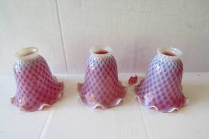 lot 190 image: Cranberry glass shades, 2 are good...