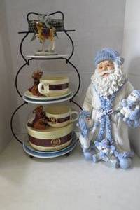 lot 194 image: Plate holder , plates, reindeer cup...