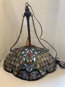 lot 221 image: Stained glass hanging lamp new...