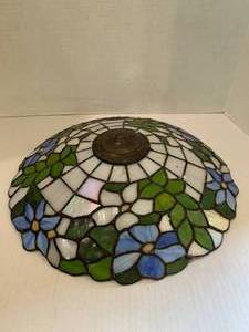lot 222 image: Stained glass hanging lamp shade, a...