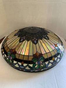lot 223 image: Stained glass hanging lamp shade, a...