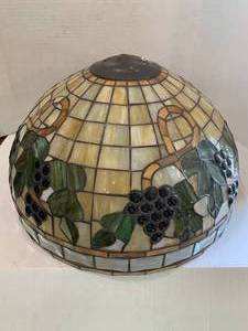 lot 224 image: Stained glass hanging lamp shade, a...