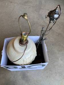 lot 225 image: Table top lamp and hanging lamp har...