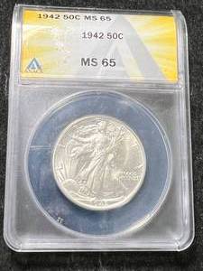 1942 US WALKING LIBERTY HALF DOLLAR ANACS MS65
