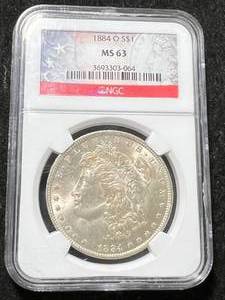 1884-O US MORGAN SILVER DOLLAR NGC MS63
