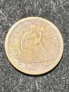 lot 25 image: 1875 US SEATED LIBERTY 20 CENT PIECE