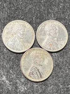 lot 34 image: 3 US STEEL CENTS 1943P-D-S