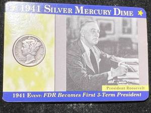lot 47 image: 1941 US MERCURY DIME IN INFO. CASE