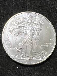 lot 58 image: 2009 AMERICAN SILVER EAGLE 1 TROY OZ .999 FINE SILVER