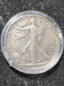 lot 60 image: 1943 US WALKING LIBERTY HALF DOLLAR IN AIRTITE