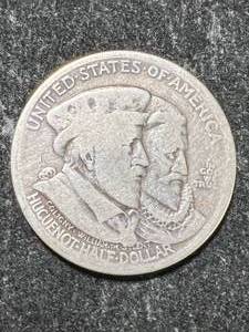 lot 65 image: 1924 US HUGUENOT COMMEM HALF DOLLAR