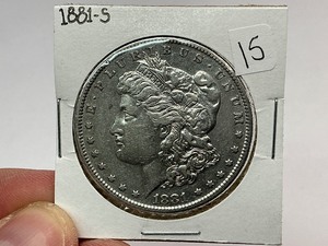 lot 15 image: 1881-S Morgan Silver Dollar
