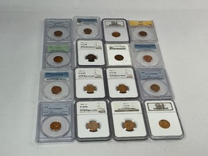 lot 19 image: Complete 16pc Graded Set of Modern Era (1936-1958) Proof Wheat Cents