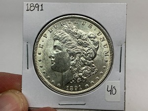 lot 40 image: 1891 Morgan Silver Dollar