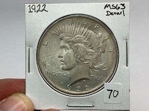lot 70 image: 1922 Silver Peace Dollar