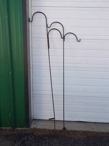 lot 36 image: 2 Shepard Hook Plant Basket Holders
