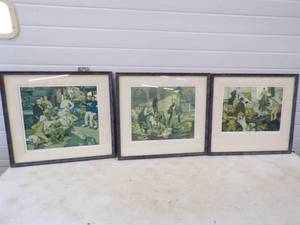 lot 29 image: 3 Vintage Medical Framed Artwork by Dean Cornwell