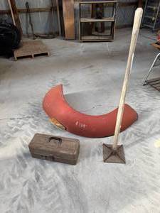 lot 52 image: Soil Tamper, Tool Box and Car Part