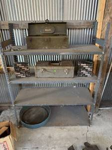 lot 64 image: Metal Shelf with Tool Boxes