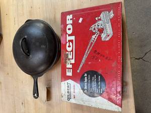 lot 94 image: Erector Set and Cast Iron Pot