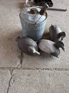 lot 142 image: Duck Decoys and Vintage Can