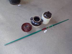 lot 100 image: Vintage Jug , Jar and Insulator