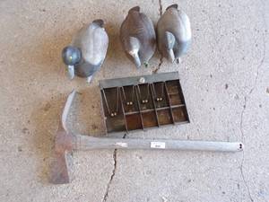 lot 141 image: Duck Decoys, Vintage Cash Drawer, Mattock