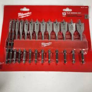 New Milwaukee 13 Piece Flat Boring Set 1/4"- 1" 1/4" Quick Change Hex Shank 48-27-1520