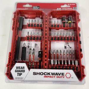 lot 9 image: New Milwaukee 45 Piece Impact Driver Bit Set 48-32-4023 Shockwave Impact Duty Wear Guard Tip
