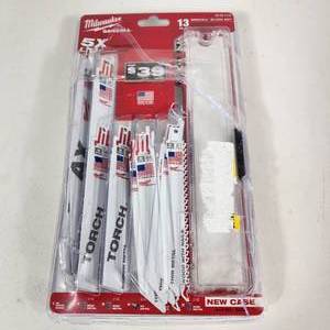 lot 42 image: Milwaukee 13 Piece Sawzall Blade Set With Plastic Case 49-22-1113 NewOpen Box Complete