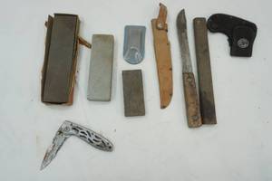 lot 375 image: Knives, Sharpening Stones, and Sheath