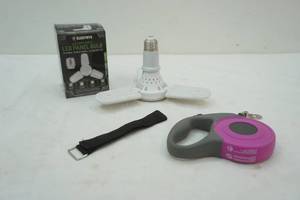 lot 408 image: LED Panel Bulbs (2ct) and pet leash
