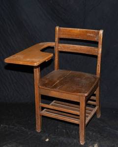 lot 24 image: Vintage Wooden School Desk  31.5 Tall, 22 Wide