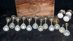 lot 32 image: Vintage Doors Knobs and Vintage GE Wooden Crate