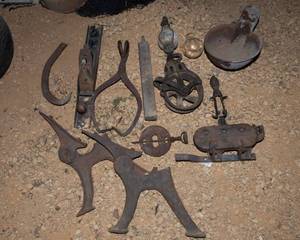 lot 137 image: Antique Iron Rusty Farm Tools