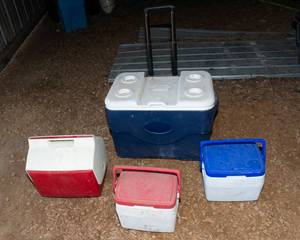 lot 128 image: Four Coolers (Coleman and Igloo)