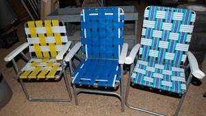 lot 157 image: Three Aluminum Folding LawnBeach Chairs