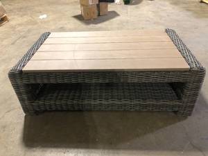 lot 3 image: Brown Outdoor Wicker Coffee Table Customer Returns See Pictures